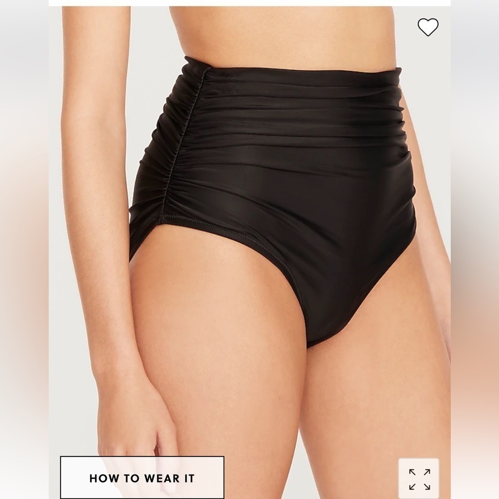 J Crew Ruched high-rise full-coverage bikini bottom in Black sz. XS